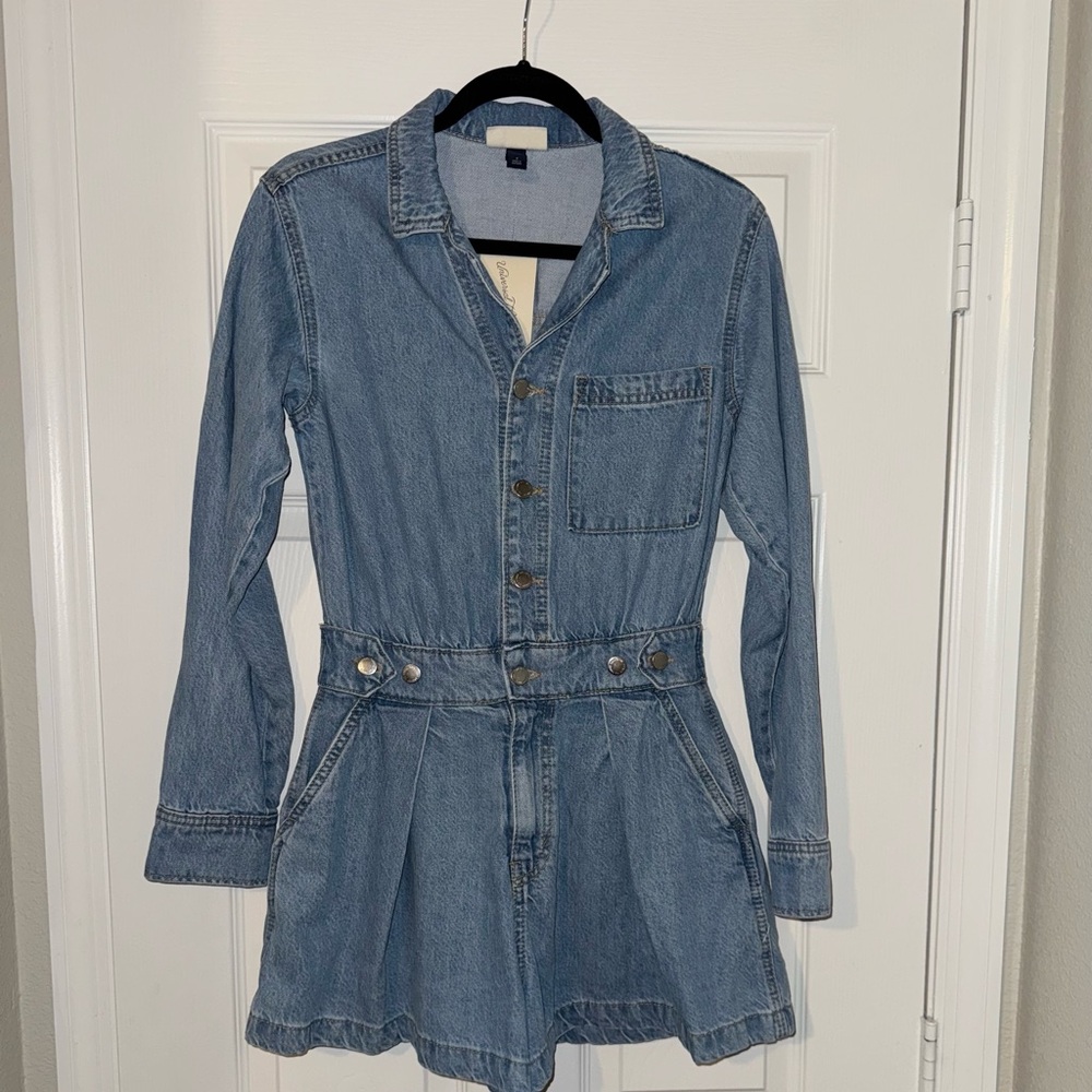Women’s Blue Denim Button-Up Romper